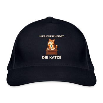 Hier Entscheidet Die Katze - Bio-Baseballkappe - Navy - Vorne