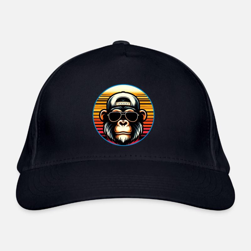 Cooler Schimpanse mit Sonnenbrille und Basecap Bio-Baseballkappe