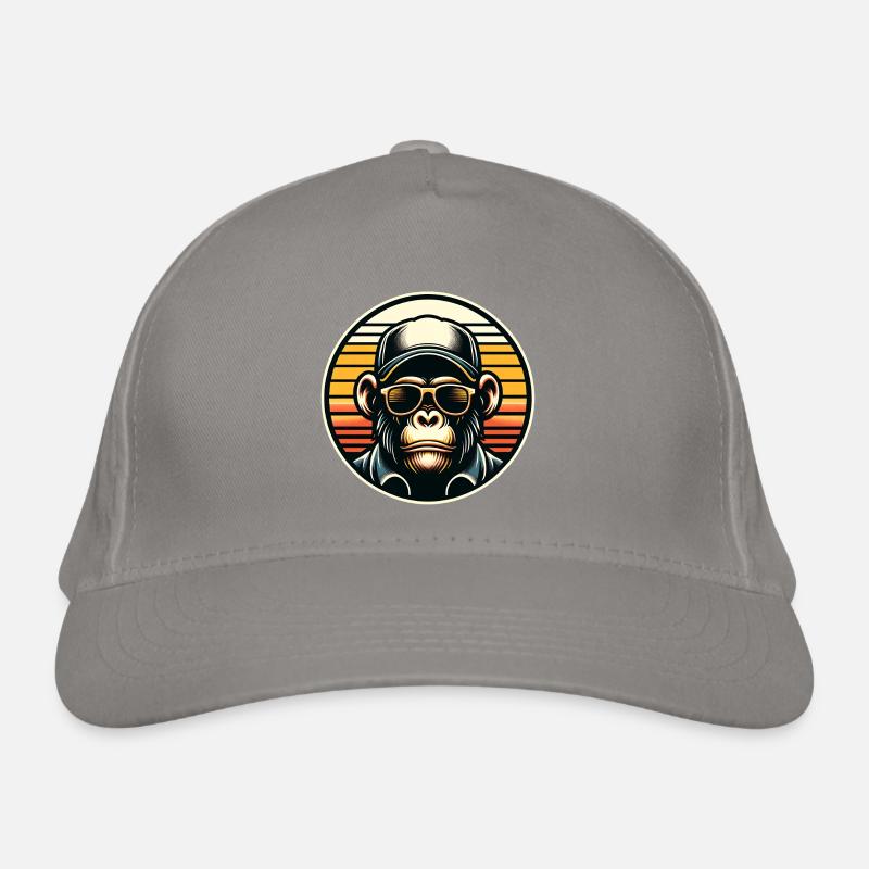 Cooler Schimpanse mit Sonnenbrille und Basecap Bio-Baseballkappe
