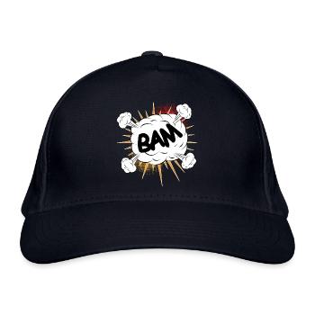 Bam Comic Kampf Wolke für eigene Texte & Motive - Bio-Baseballkappe - Navy - Vorne