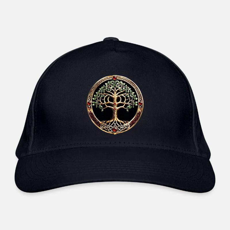 Elegant og ædelt livets træ med keltisk knude. - Øko-baseballcap - marineblå