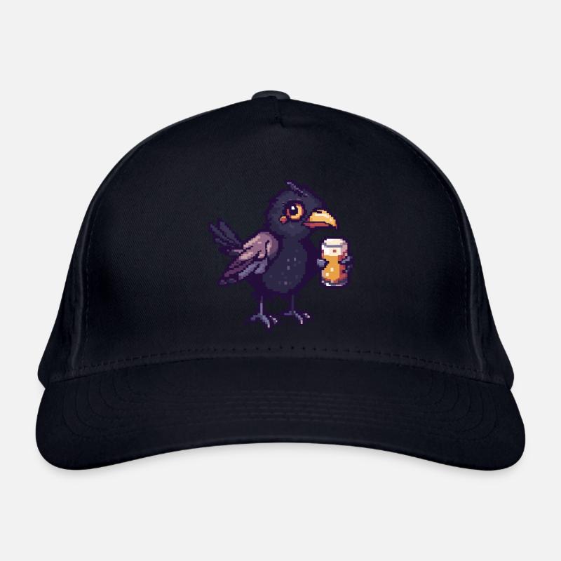 Rabe Krähe Bier Pixel Bio-Baseballkappe