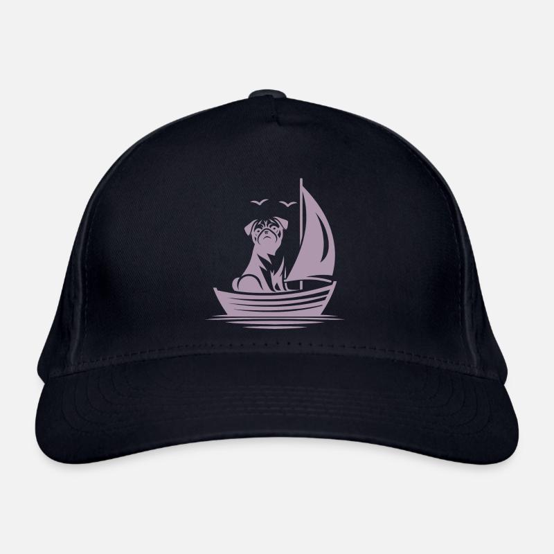 Mops Silhouette Segelboot minimalistisch Bio-Baseballkappe