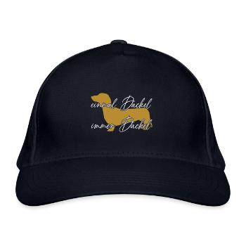 Einmal Dackel immer Dackel lustiger Dackelspruch - Bio-Baseballkappe - Navy - Vorne