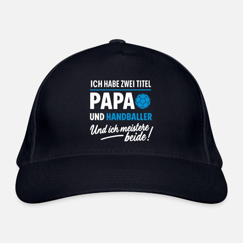 Papa und Handballer Vatertagsdesign - Bio-Baseballkappe - Navy