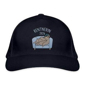 Rentnerin 2026 - Faultier Couch - Bio-Baseballkappe - Navy - Vorne