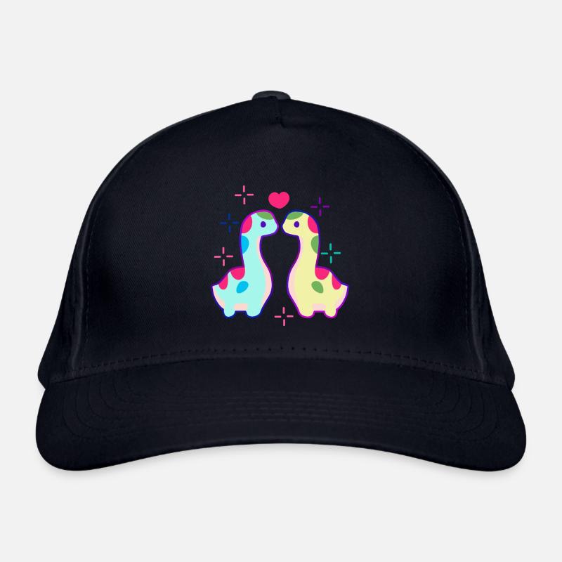 Two dinosaurs and heart Organic Baseball Cap