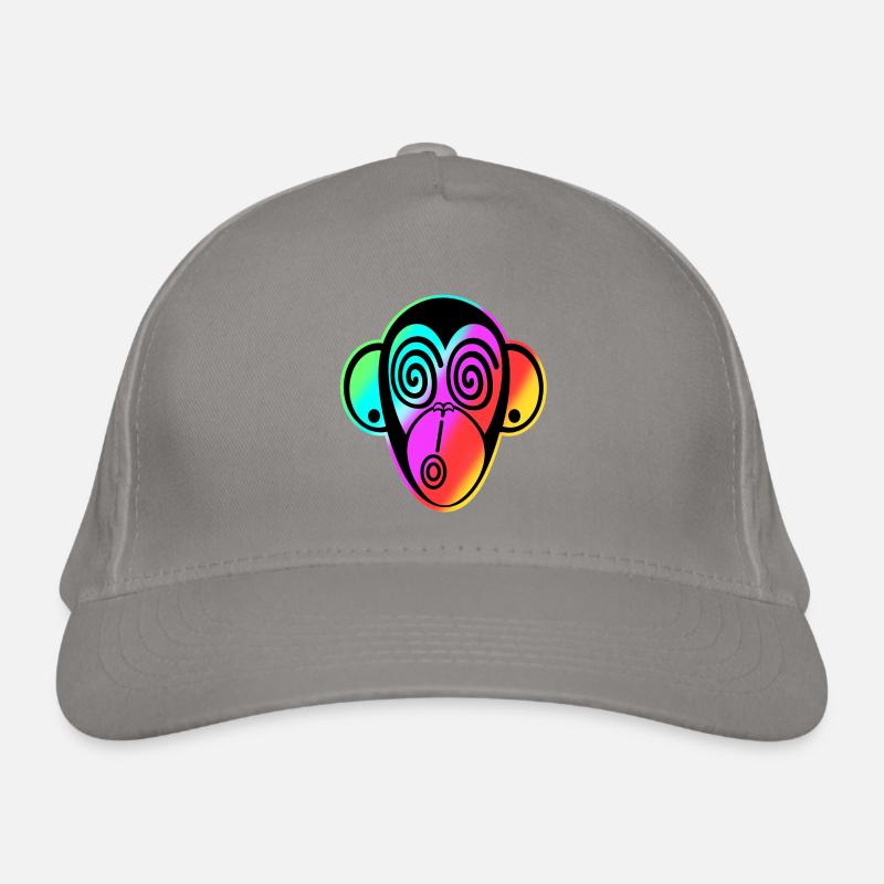 Schmooze Monkey classic design: RAINBOW MONKEYHEAD Organic Baseball Cap
