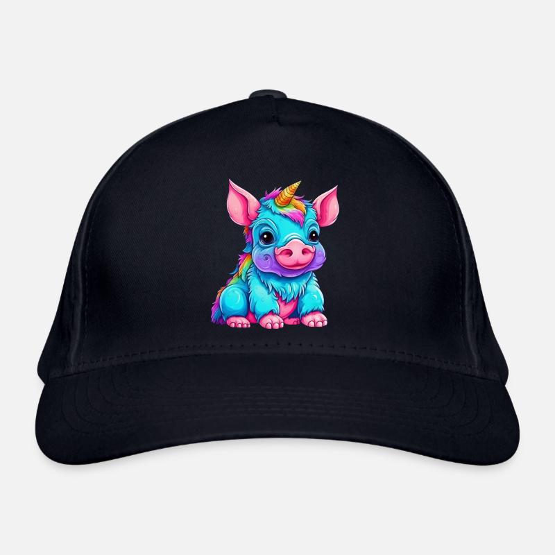 Fusion von Schwein und Einhorn - Regenbogen Design Bio-Baseballkappe