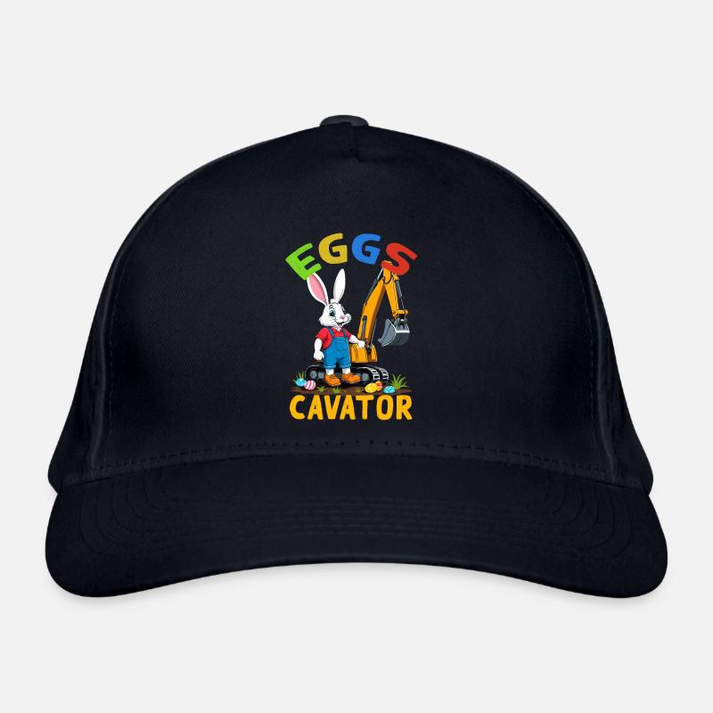 Funny Easter Saying Easter Bunny Excavator Driver Organic Baseball Cap