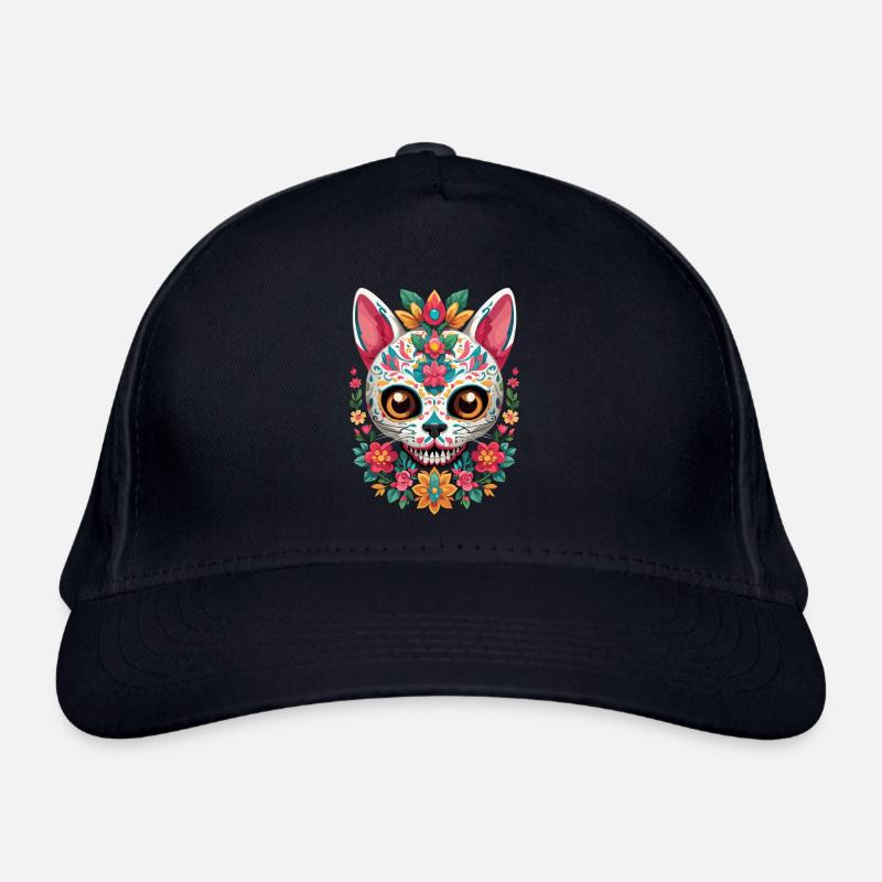 Sugar Skull Cat Mexican Holiday Design Organic Baseball Cap