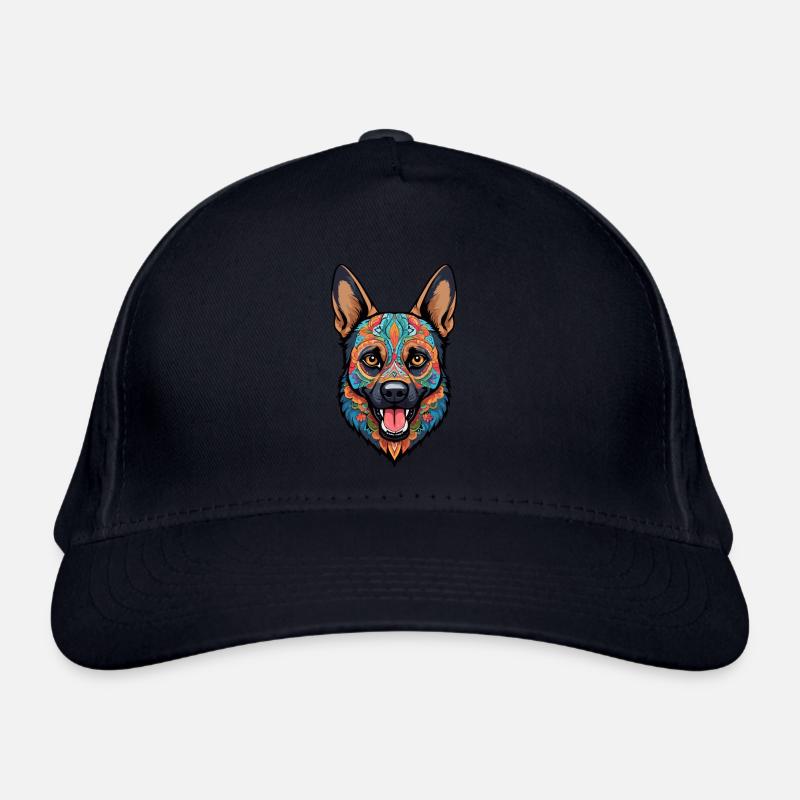 German Shepherd Dia De Muertos Sugar Skull Design Organic Baseball Cap