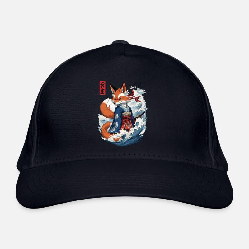 Ukiyo-E Samurai Fox Japanese Kitsune Mask Organic Baseball Cap
