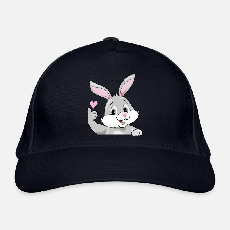 Peeking smiling rabbit Organic Baseball Cap