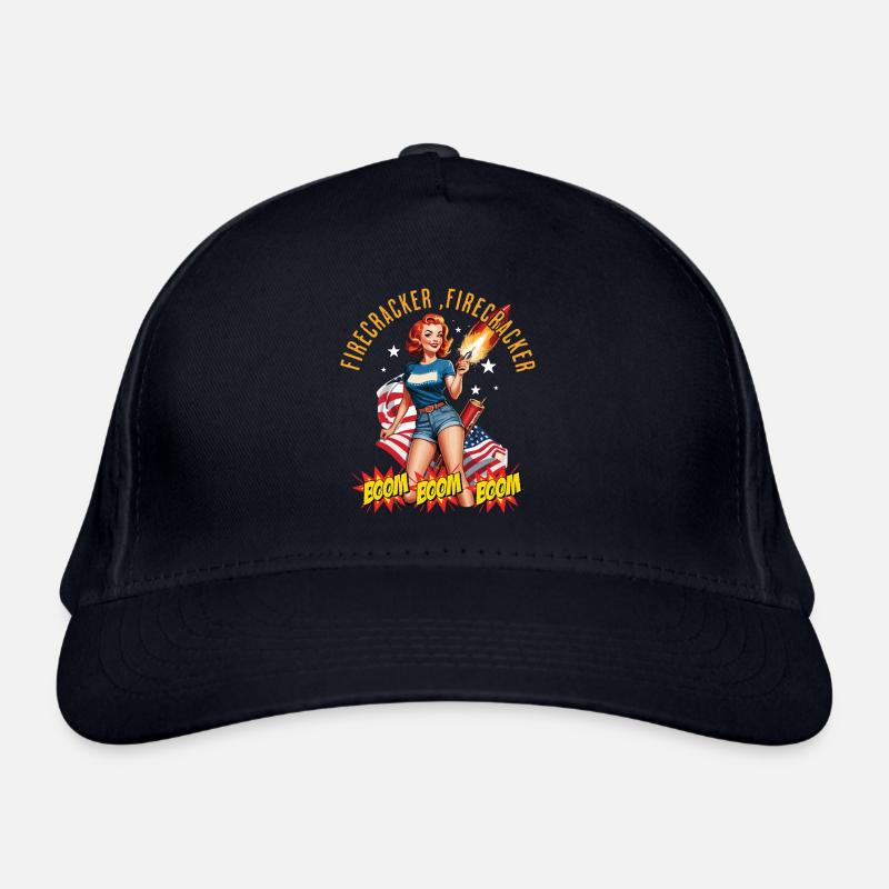 Feuerwerkskörper Mädchen Retro Vintage Design Bio-Baseballkappe