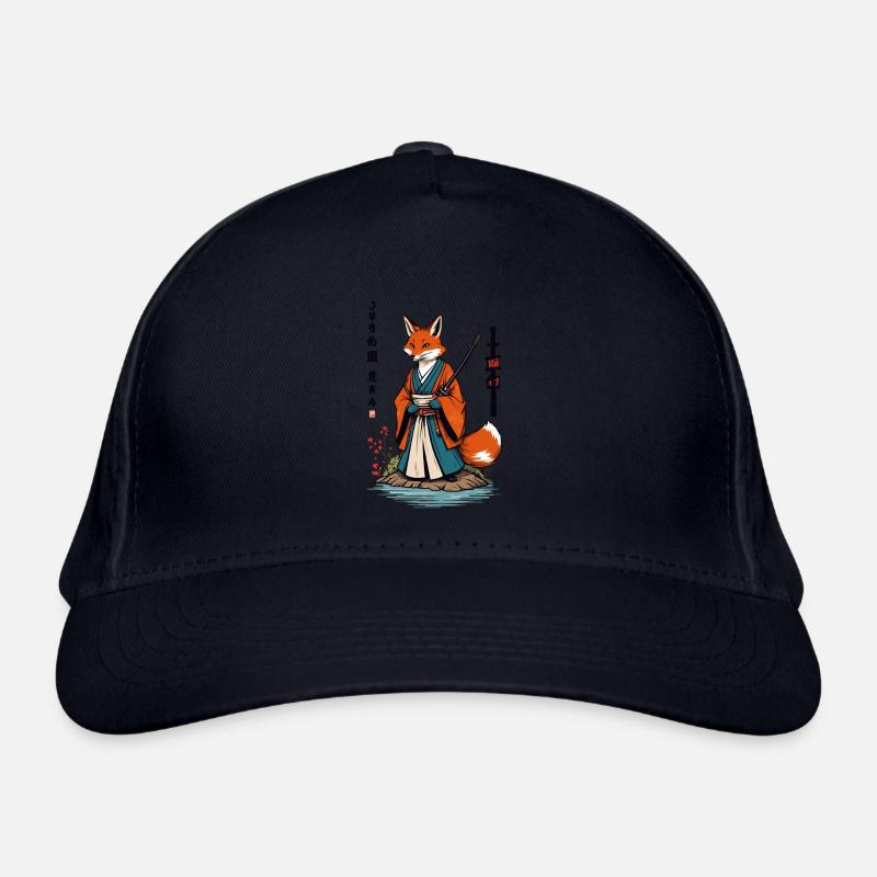 Kitsune Samurai Fuchs Vintage Ukiyo-e Stil Bio-Baseballkappe