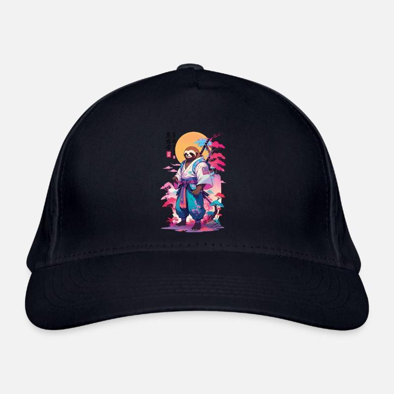 Samurai Sloth Aesthetic Vaporwave Style Organic Baseball Cap
