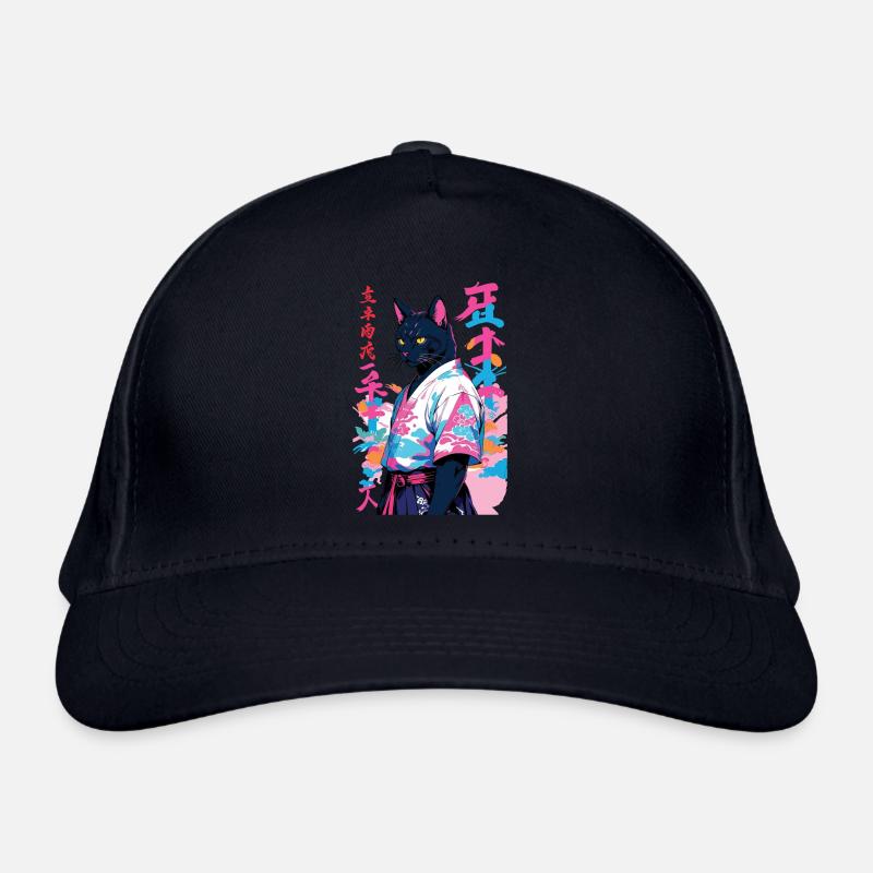 Samurai Katze Vaporwave Aesthetic Samurai Kunst Bio-Baseballkappe