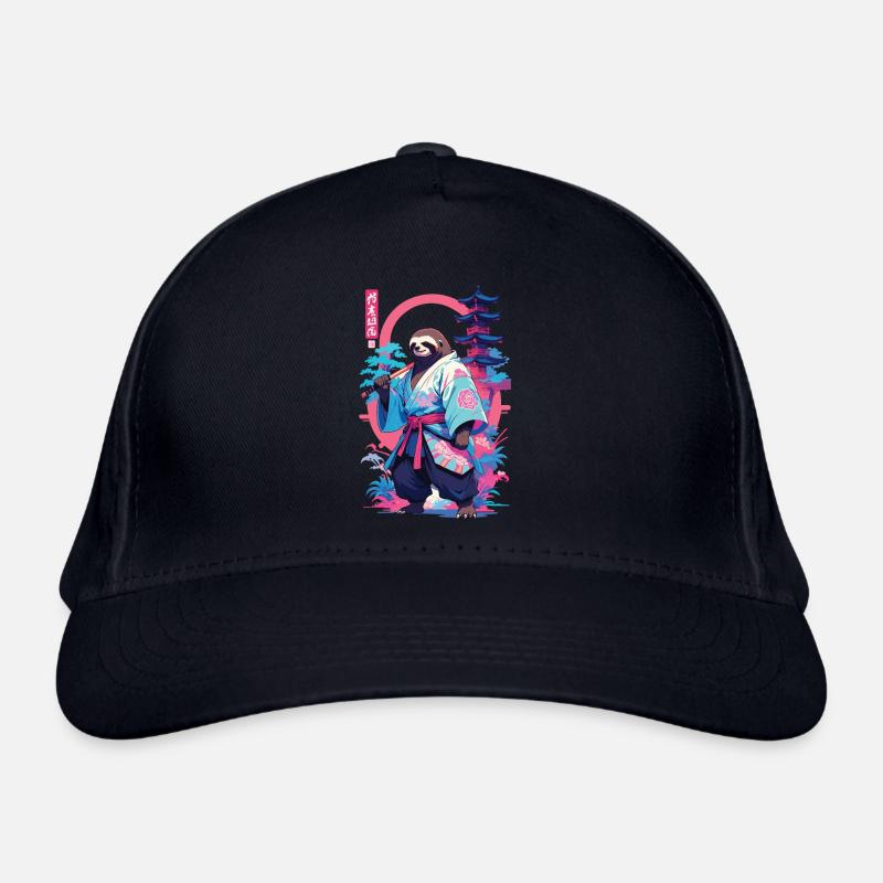 Samurai Sloth Aesthetic Vaporwave Style Organic Baseball Cap