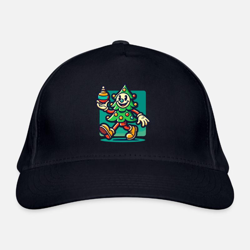 Joyeux dessin animé rétro de l’arbre de Noël Casquette classique bio