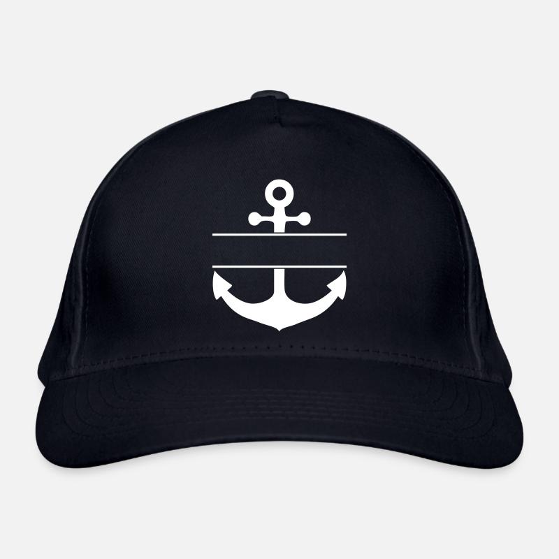 Anchor with text recess - Organic Baseball Cap - navy