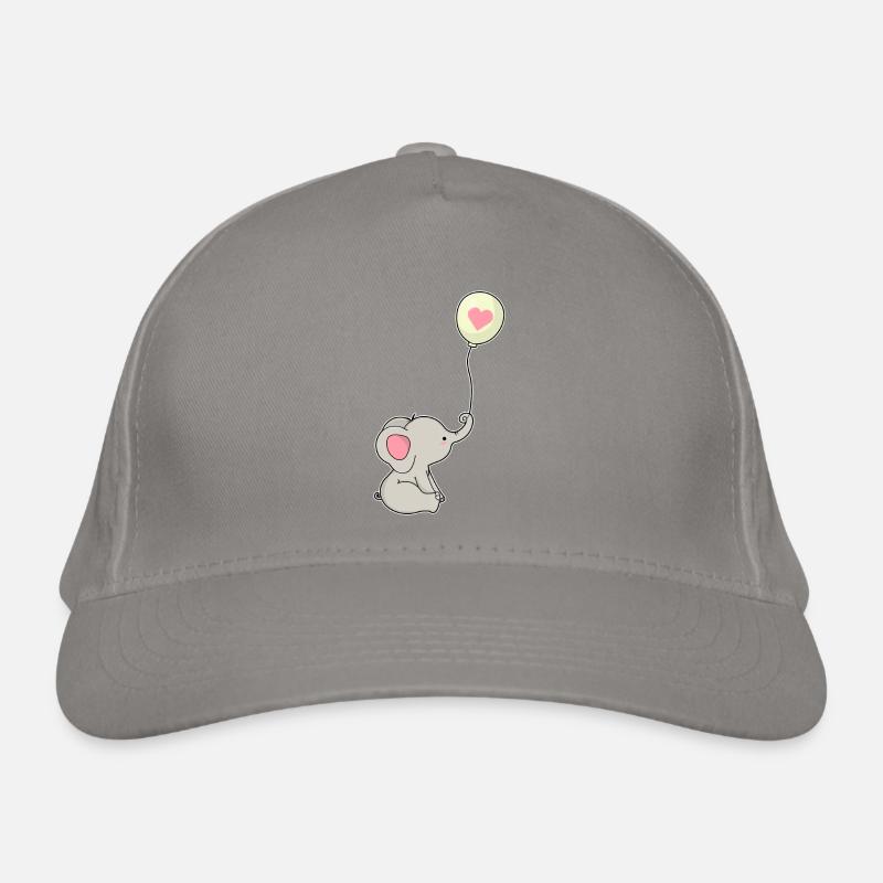 Elefant & Luftballon mit Herz Bio-Baseballkappe