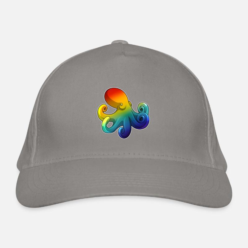 Krake mit Regenbogen Bio-Baseballkappe