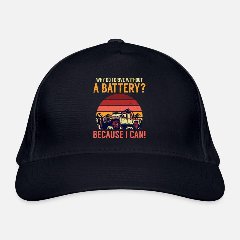 Why do I drive without a battery Anti e-Car Organic Baseball Cap