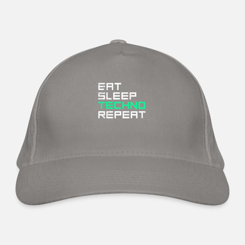 eat sleep techno repeat Bio-Baseballkappe