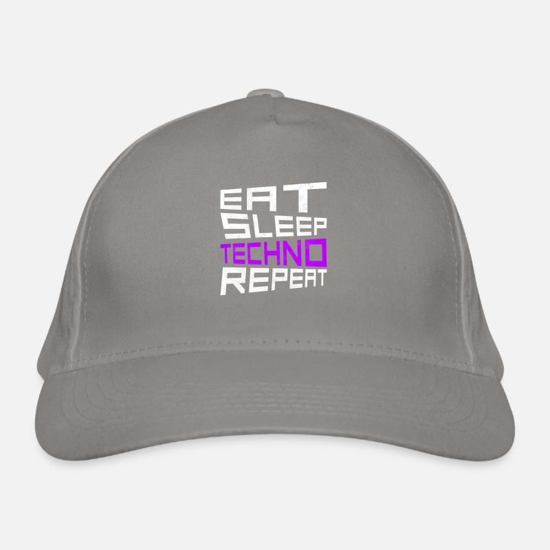 eat sleep techno repeat Bio-Baseballkappe