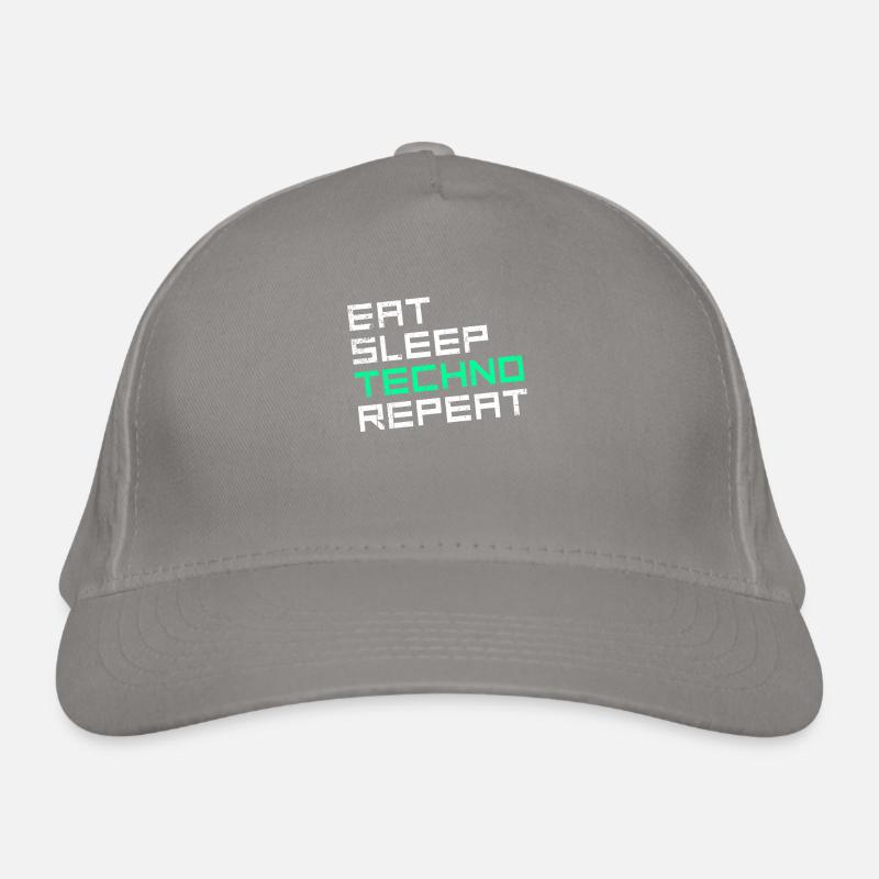 eat sleep techno repeat Bio-Baseballkappe