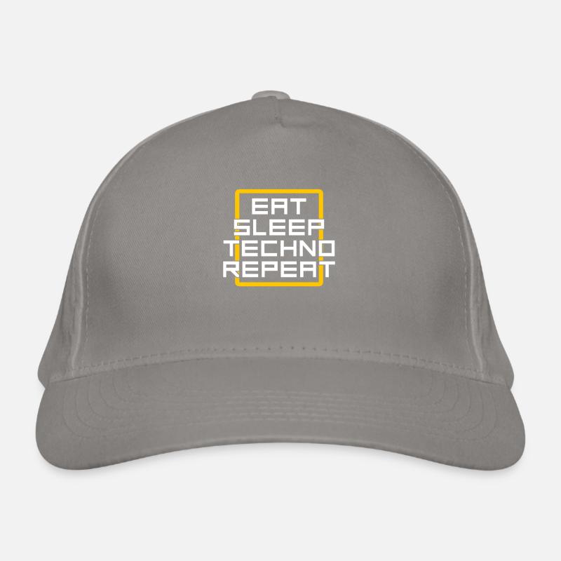 eat sleep techno repeat Bio-Baseballkappe