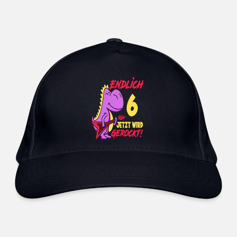 Dinosaurier 9. Geburtstag Gitarre Mädchen Geschenk - Bio-Baseballkappe - Navy