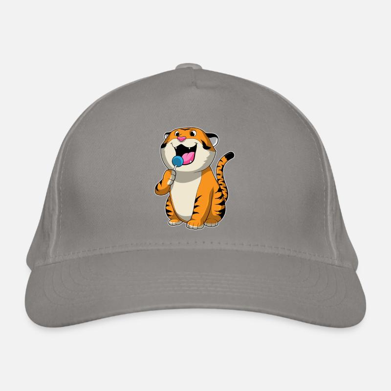 Tiger with lollipop Organic Baseball Cap