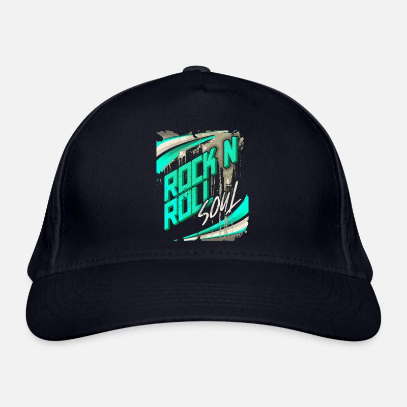 RockNRoll Typography, Grunge Design Poster Organic Baseball Cap