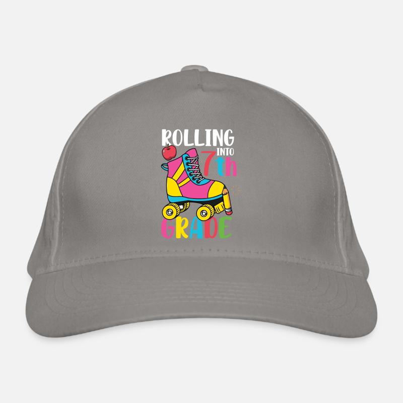 Rolling Into7th Grade Vibes Retro Groovy Frauen Bio-Baseballkappe