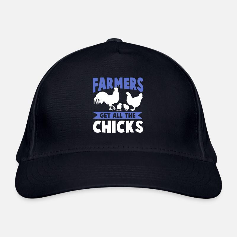 hühner farmer spruch Bio-Baseballkappe