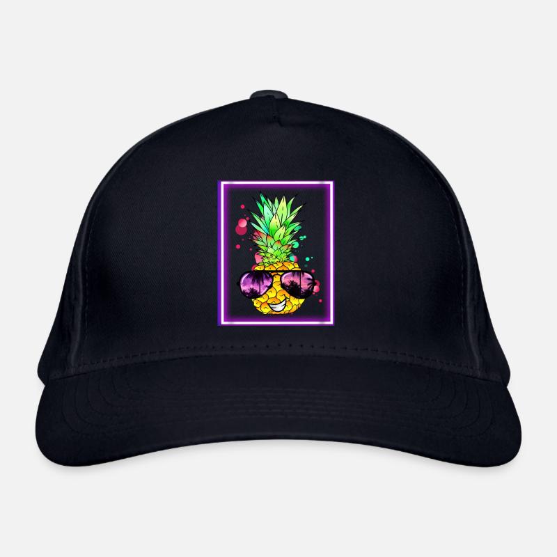 Pineapple Retro Neon Art Organic Baseball Cap