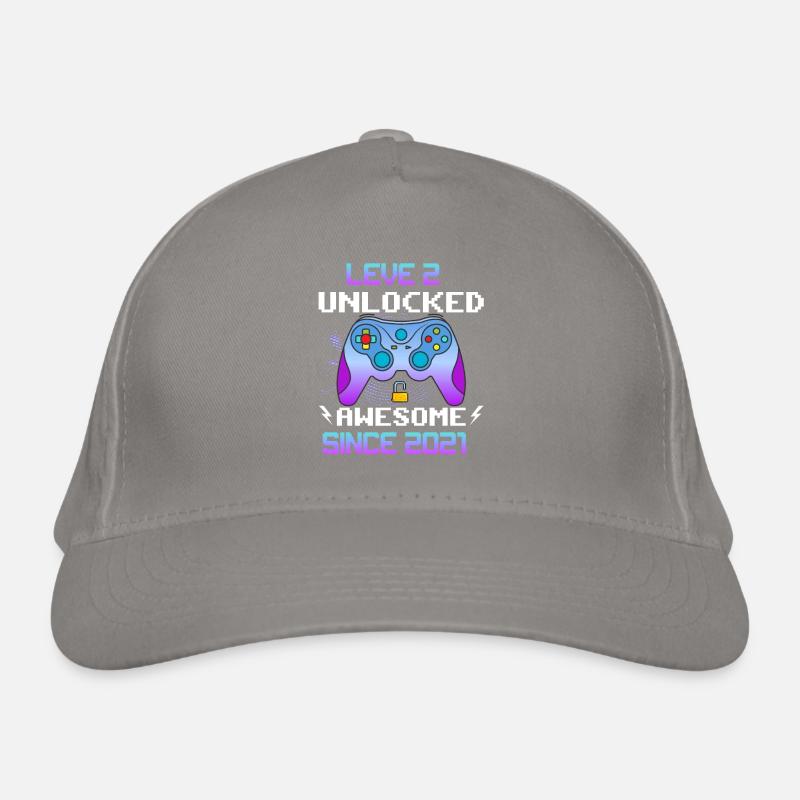 Level 2 Unlocked Awesome Since 2021 Funny Gamer Organic Baseball Cap