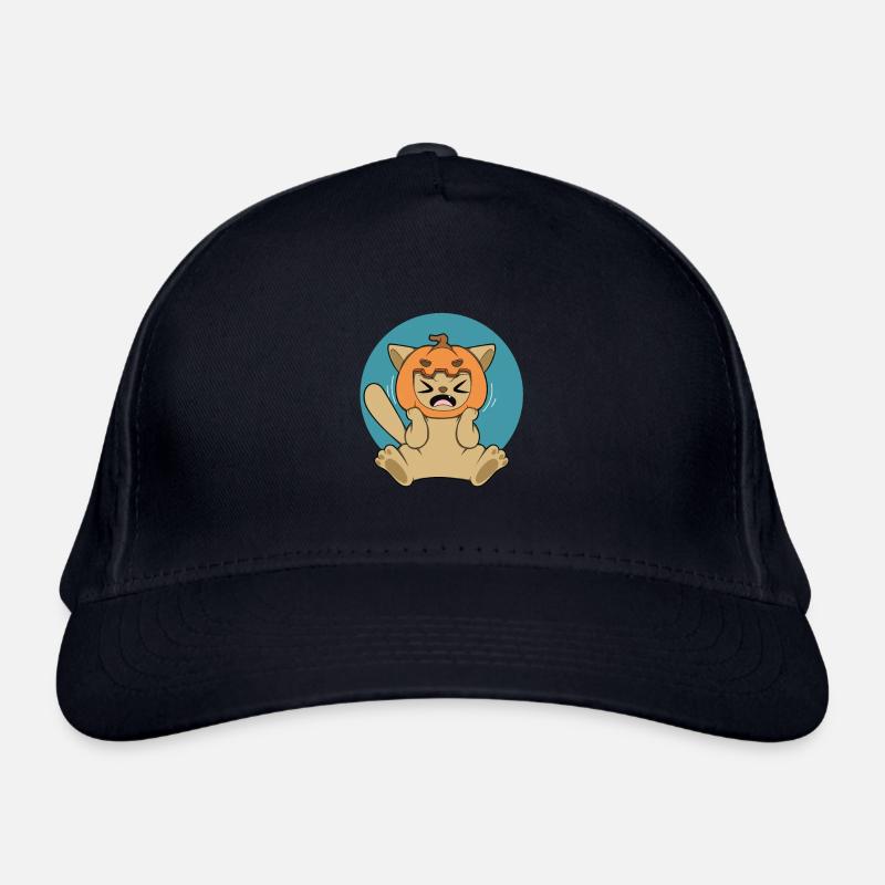 PUMPKIN CAT Halloween Apokalypse Horror Süß - Bio-Baseballkappe - Navy