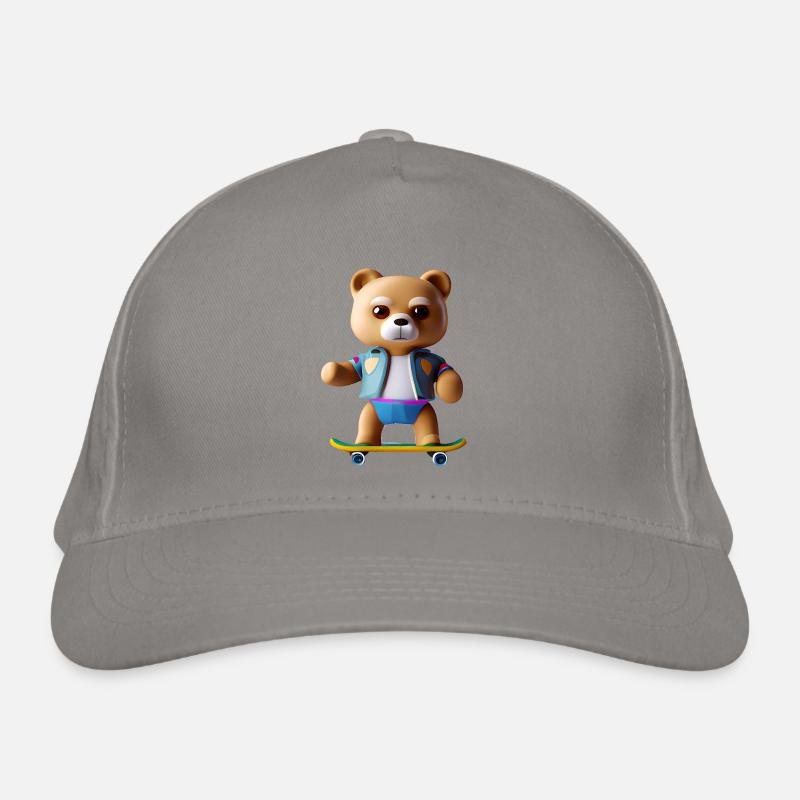 Cool bear on skateboard - Casual style Organic Baseball Cap
