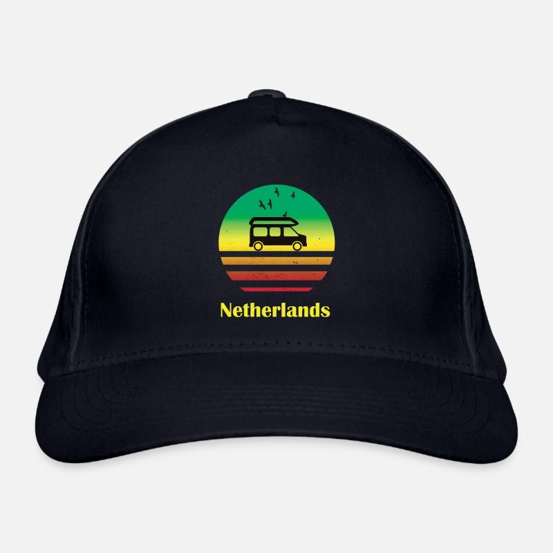 Netherlands Camper Van Retro Sunset Sea Organic Baseball Cap