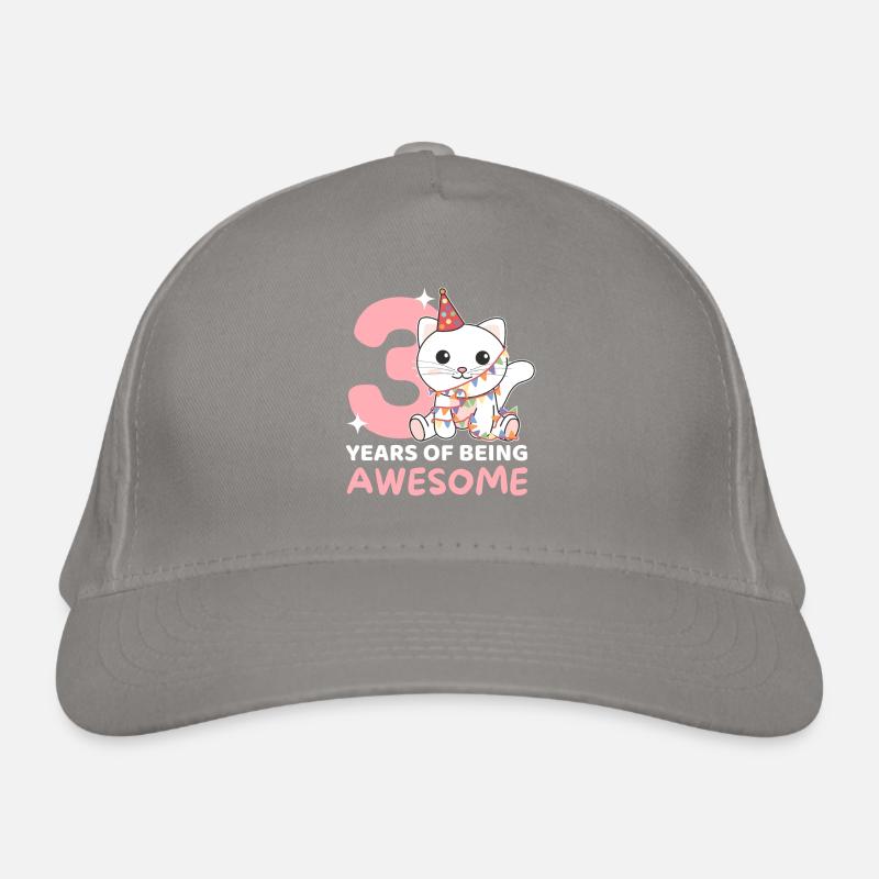 3rd birthday cat Children three years old Organic Baseball Cap
