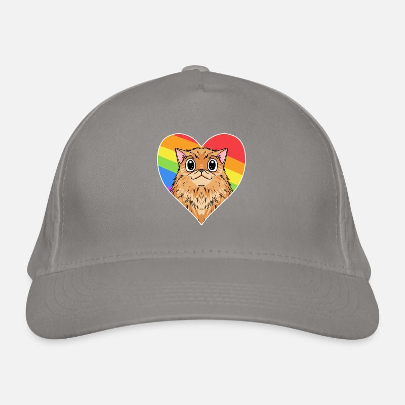 Regenbogen - Katze mit Herz Bio-Baseballkappe