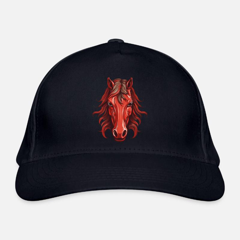 Red Horse - Conception de tête de cheval Casquette classique bio