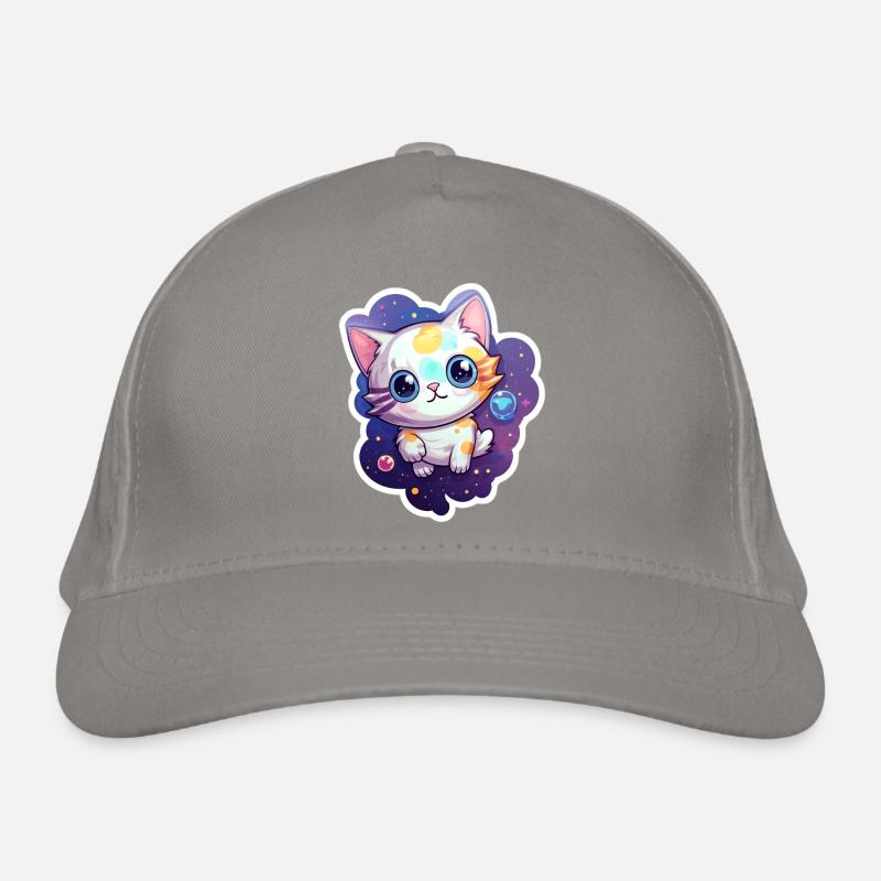 Mignon chat de dessin animé flottant dans l’espace Casquette classique bio