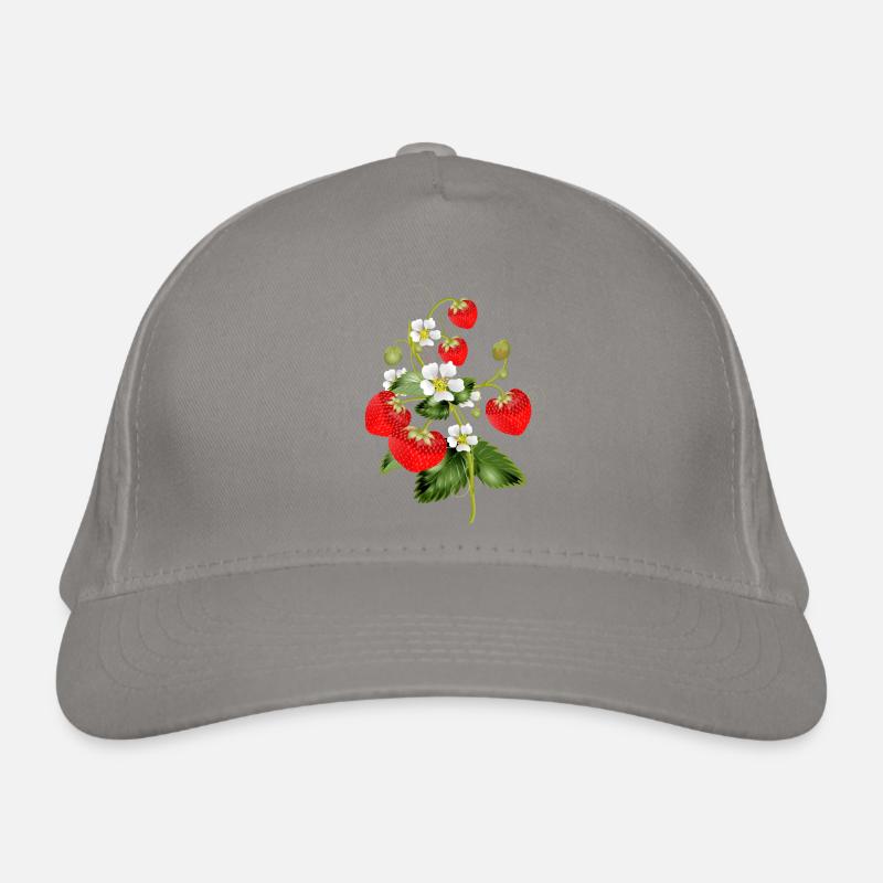 filigrane Erdbeeren Pflanze mit Erdbeeren Blüte Bio-Baseballkappe