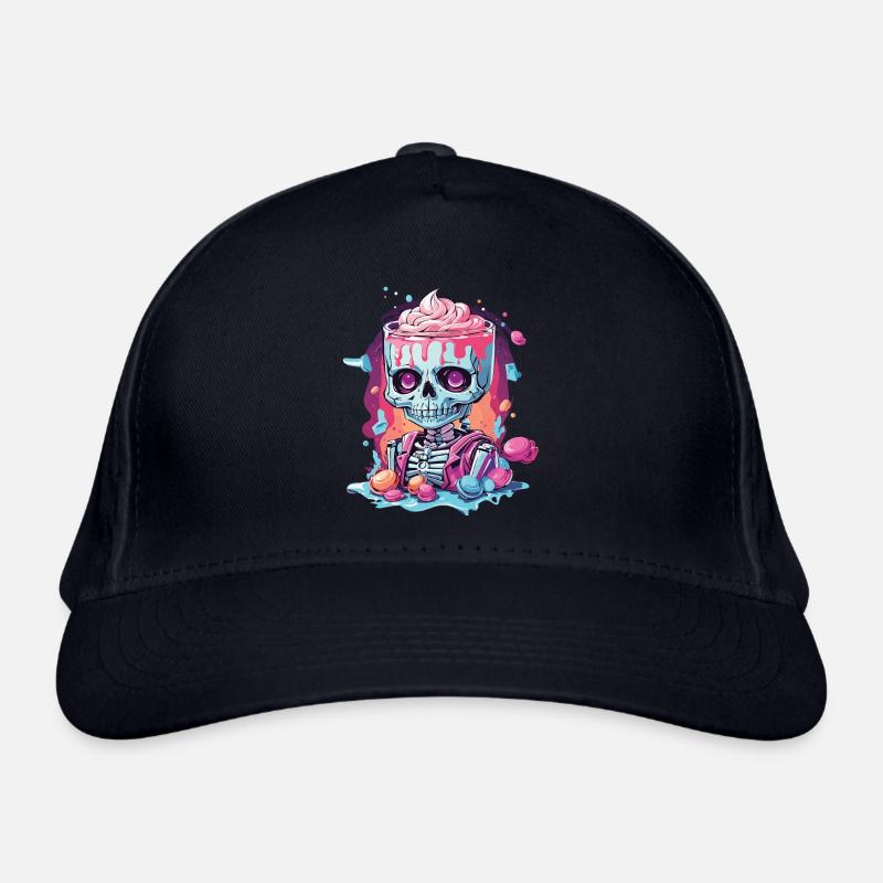 Gothic Pastel Skull with Candy Design Organic Baseball Cap