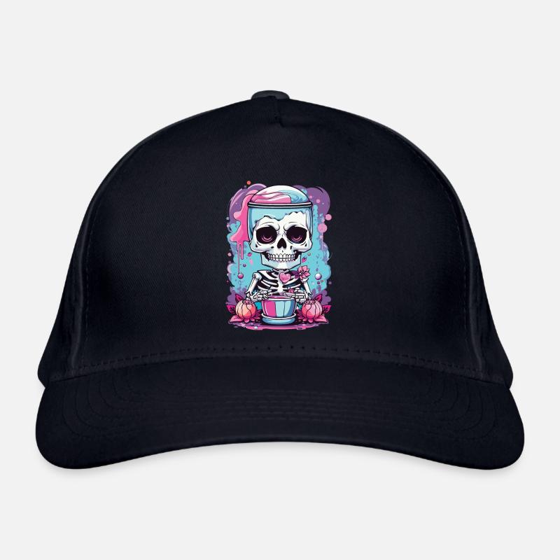 Kawaii Goth Pastel squelette Milkshake Design Casquette classique bio