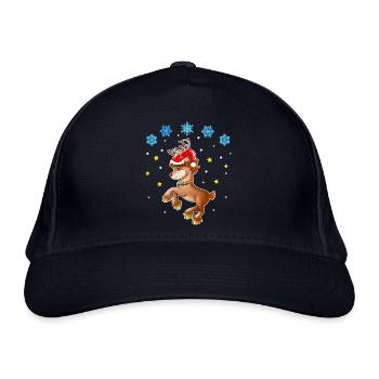 Rentier Rudolf mit Nikolausmütze - Bio-Baseballkappe - Navy - Vorne